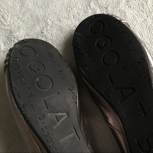 Chocolat Blu Vic Seamed Pleated Ruched Metallic Leather Wedge Loafer Flats Sz 6 - Picture 6 of 12